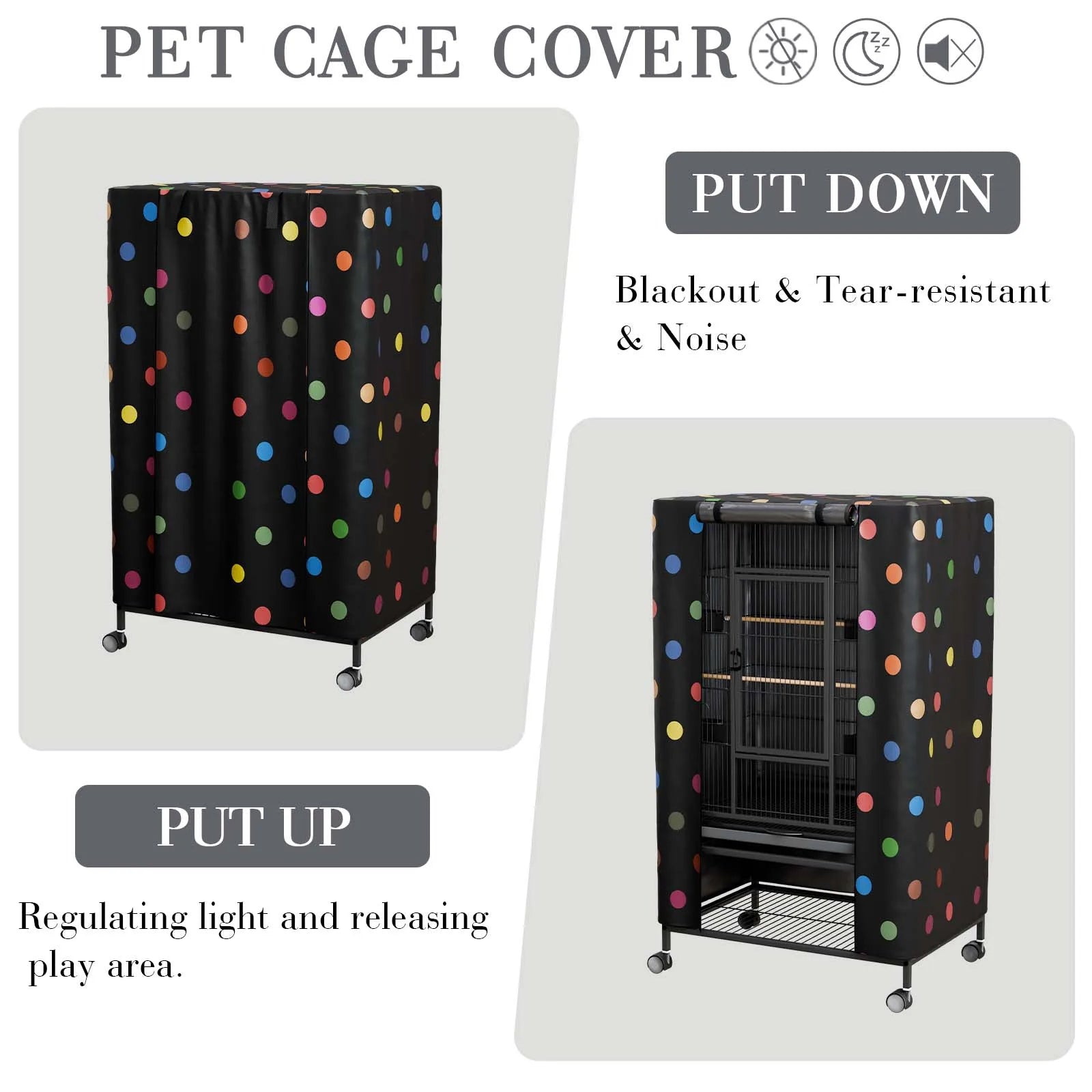 Nighttime Bird Cage Cover with Zipper Panel Blackout Birdcage for Winter Universal Breathable Good Night Enclosure for Bird