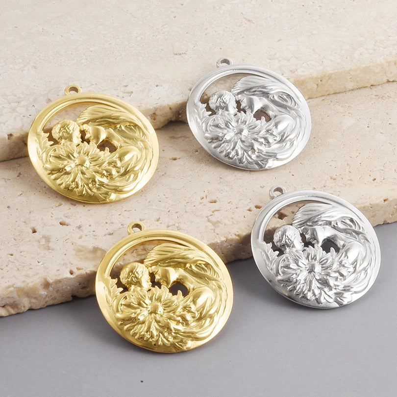 5pcs Stainless Steel Bee Spider Cicada Butterfly Dragonfly Flower Tree Grass Pendants Insects Charms Jewelry Making Accessories