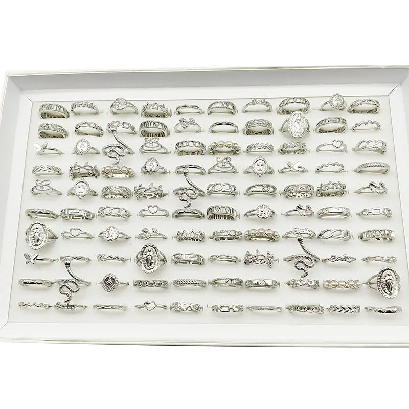 50000 Style Different Finger Rings Wholesale In Stock 100pc/Lot Hot Vintage Silver Gold Color New Alloy Joint Ring Party Women