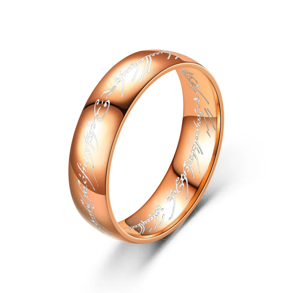 Lord of the one Rings thick chain advanced pearl chain movie with the same necklace ring hip-hop 3D carving inside and outside.
