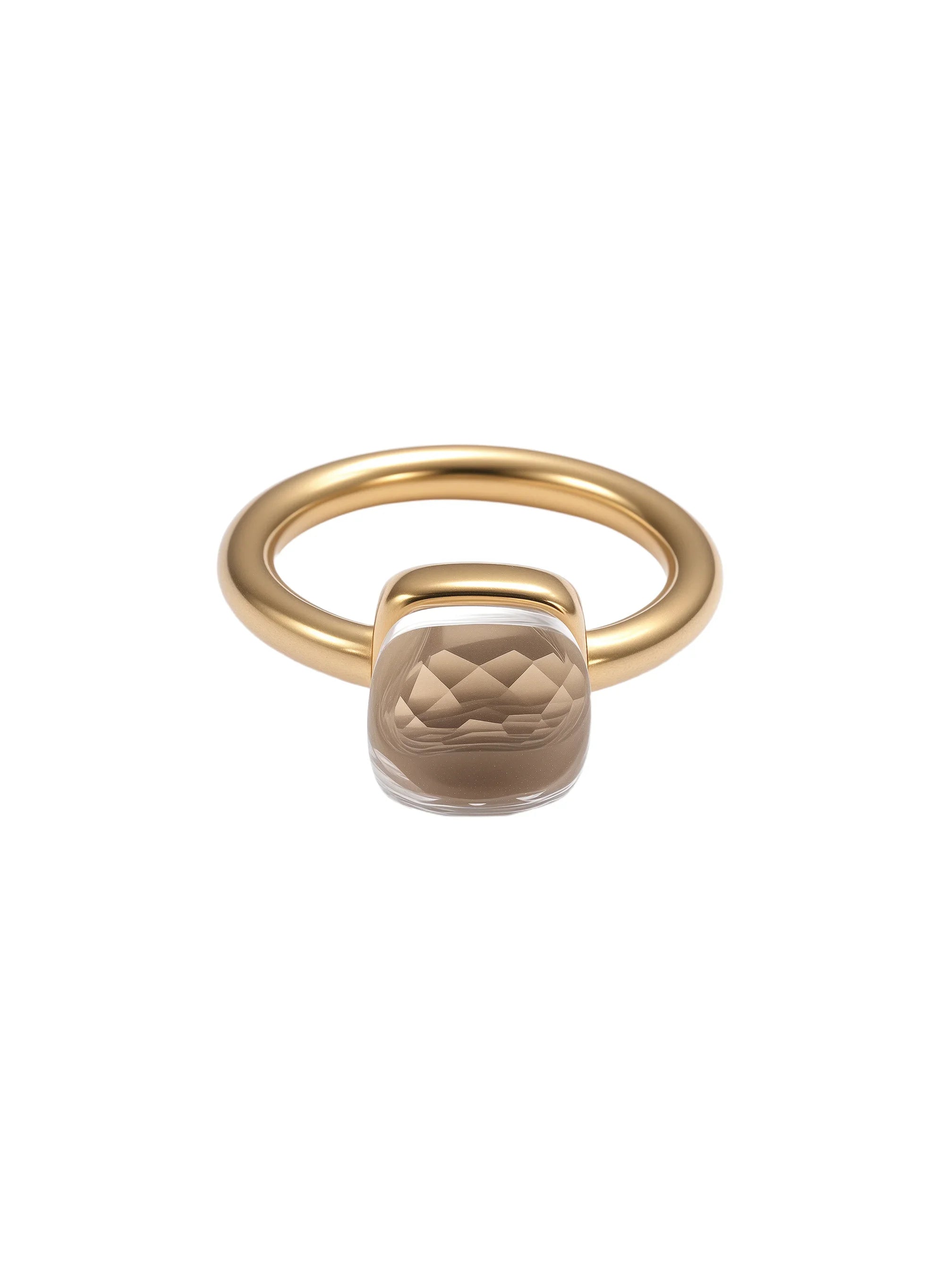 Colorful Crystal Nude Ring for Women 18K Gold Plated Stainless Steel Candy Color Square Stone Statement Rings Jewelry Gift