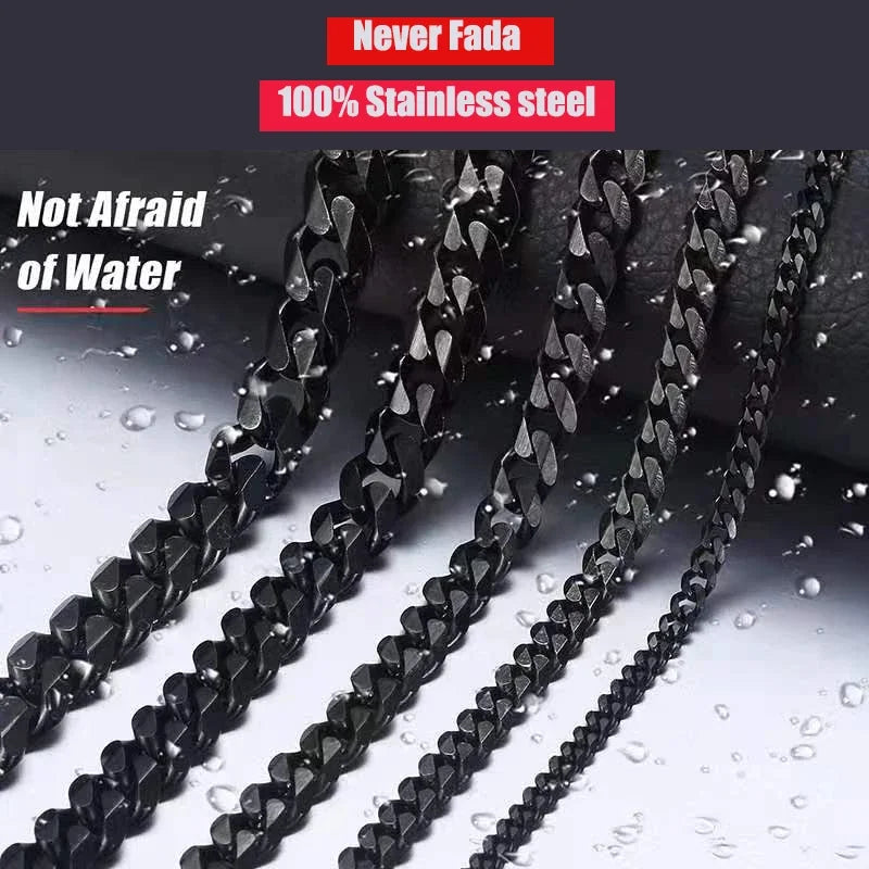 3/5/7/9/11mm Width Stainless Steel Men Women Six-side Chain Necklace Gold Silver Plated Unisex  Jewelry Wholesale Drop Shipping