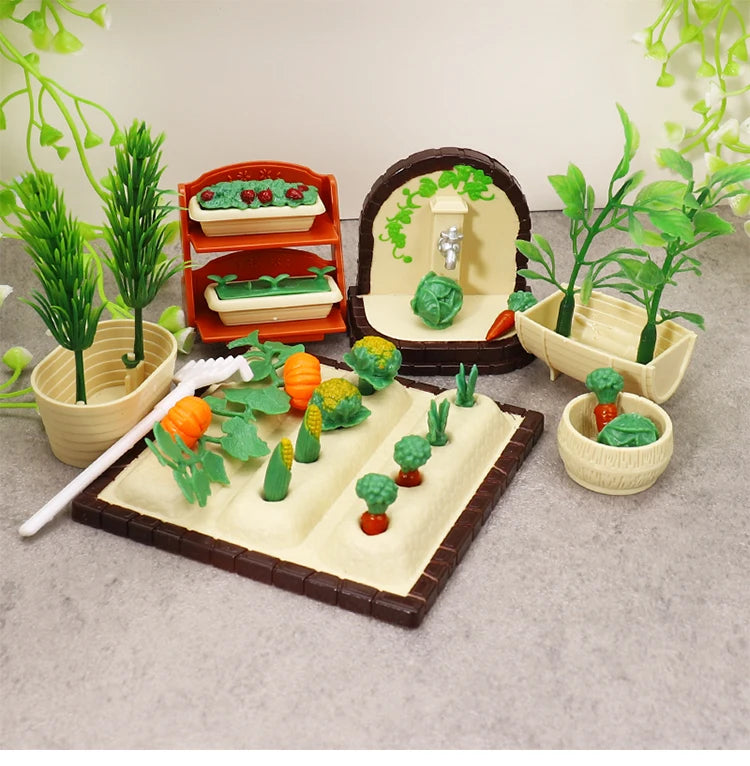 DIY Forest Family 1/12 Kitchen Furniture Bathroom Bedroom Bakeware Sets Miniature Model Dollhouse Accessories Refrigerator Gift