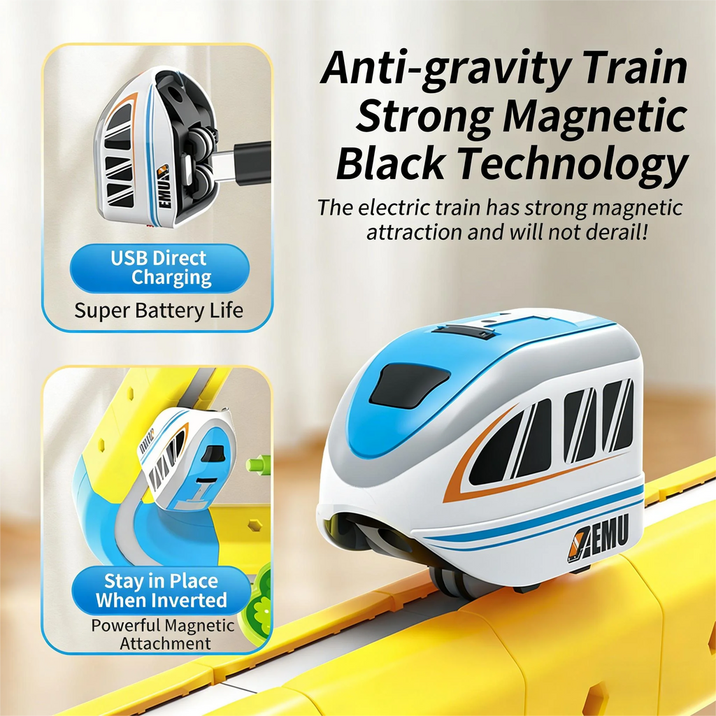 Electric Magnetic DIY Track Car, Parent-Child Interaction, Multiple Play Styles, Anti-Gravity Train, Super Strong Magnets, DIY Assembly, Suitable for Boys and Girls, Best Gift
