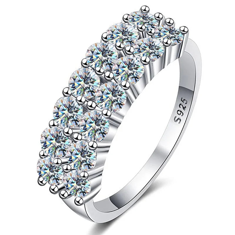 GRA 1.4ct Real Moissanite Diamond Eternity Ring for Women 925 Sterling Silver Daily Party Gorgeous High Quality Fine Jewelry