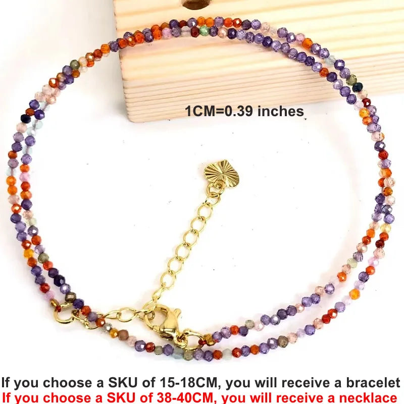 Natural Gemstones 2mm Cutting Angle beads Necklace Tourmaline quartz garnet zircon Bracelet Choker Men Female Jewelry Party Gift