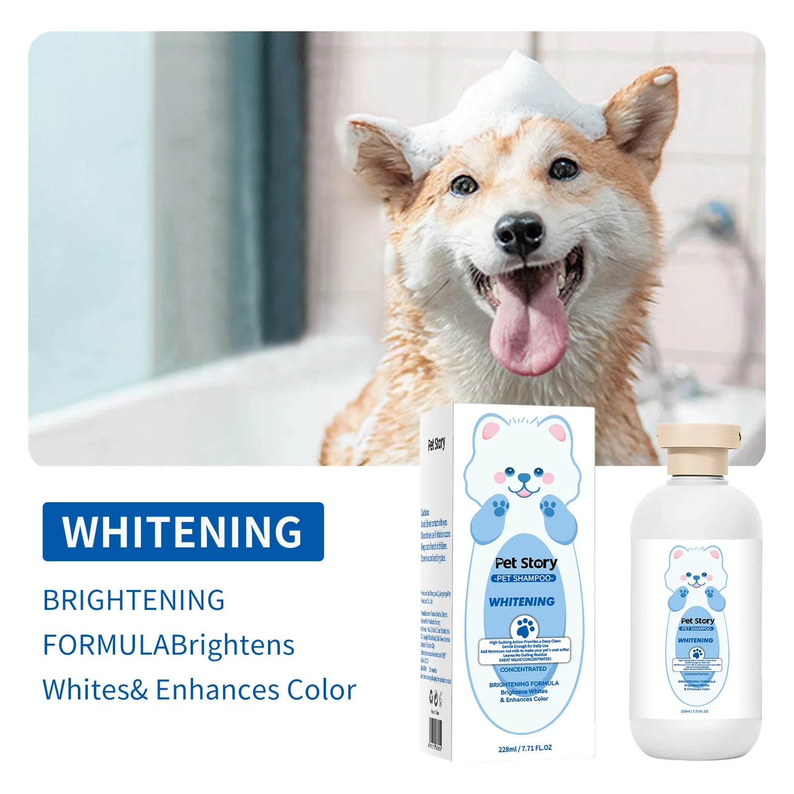 228ML Soothing Pet Grooming Shampoo for Sensitive Skin - Hypoallergenic Formula for Cats and Dogs