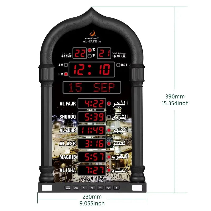 Azan Wall Clock Muslim Islamic Islam stylish Prayer Reminder Alarm Mosque Wall Clock Prayer Time Hijri Digital LED Azan