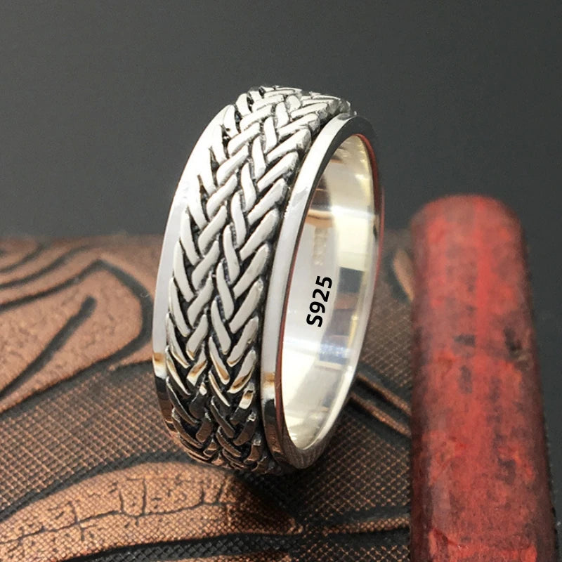 Fashion Simple S925 Sterling Silver Ring Elegant Rotating Rings for Stress Management and Fashion Enthusiasts Creativity Jewelry