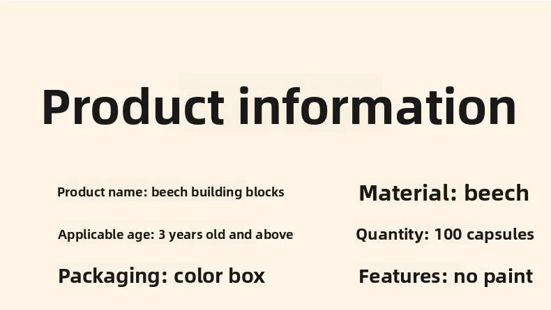 Kawaii 100Pcs Unpainted Beech Wooden Large Building Blocks Toddler Stacking Construction Preschool Educational Gift