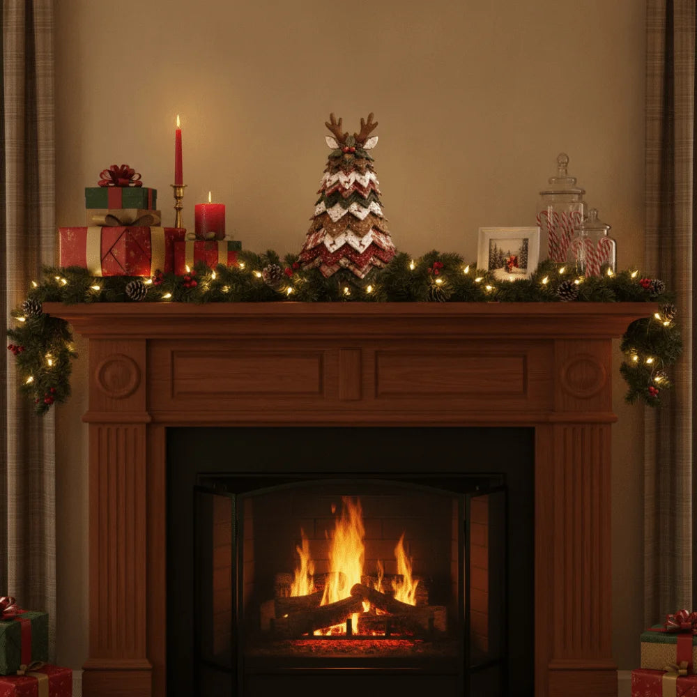 Vintage Quilted American-style Christmas Tree Kit 3D Layered Fabric Patchwork Christmas Tree Kit Santa Claus Snowman