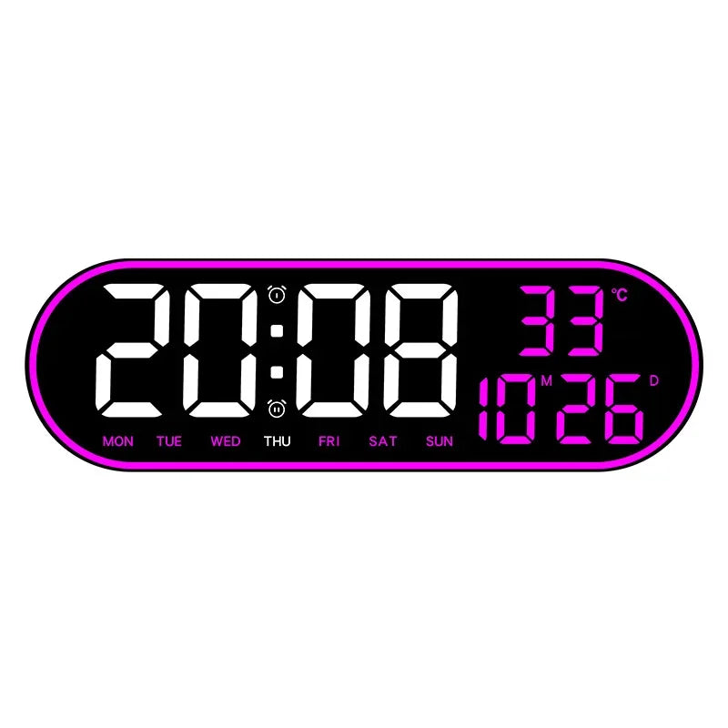 LED Digital Wall Clock Remote Control Electronic Mute Clock with Temperature Date Week Display 15-inch Timing Function Clock