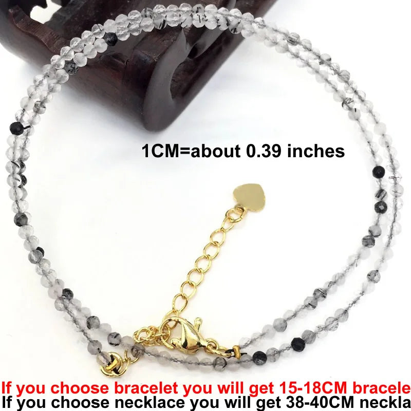 Natural Gemstones 2mm Cutting Angle beads Necklace Tourmaline quartz garnet zircon Bracelet Choker Men Female Jewelry Party Gift