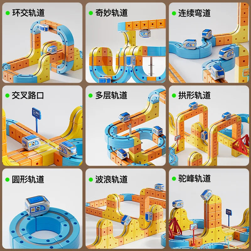 Hot Selling Magnetic Car Stem Racing Car Railtrack Set Montessori Motorized Train & Gravity Maze Toy Educational Gift