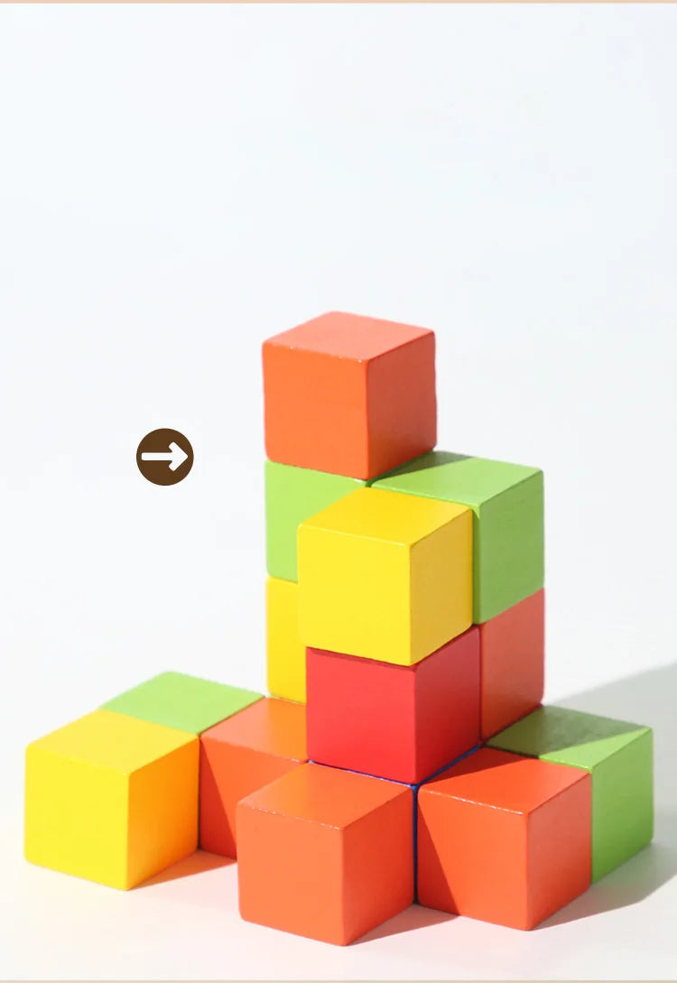 50/100pcs Colorful Cubes Wooden Building Blocks Stacking Up Square Wood Toy Baby Shape Color Learning Toys for Children