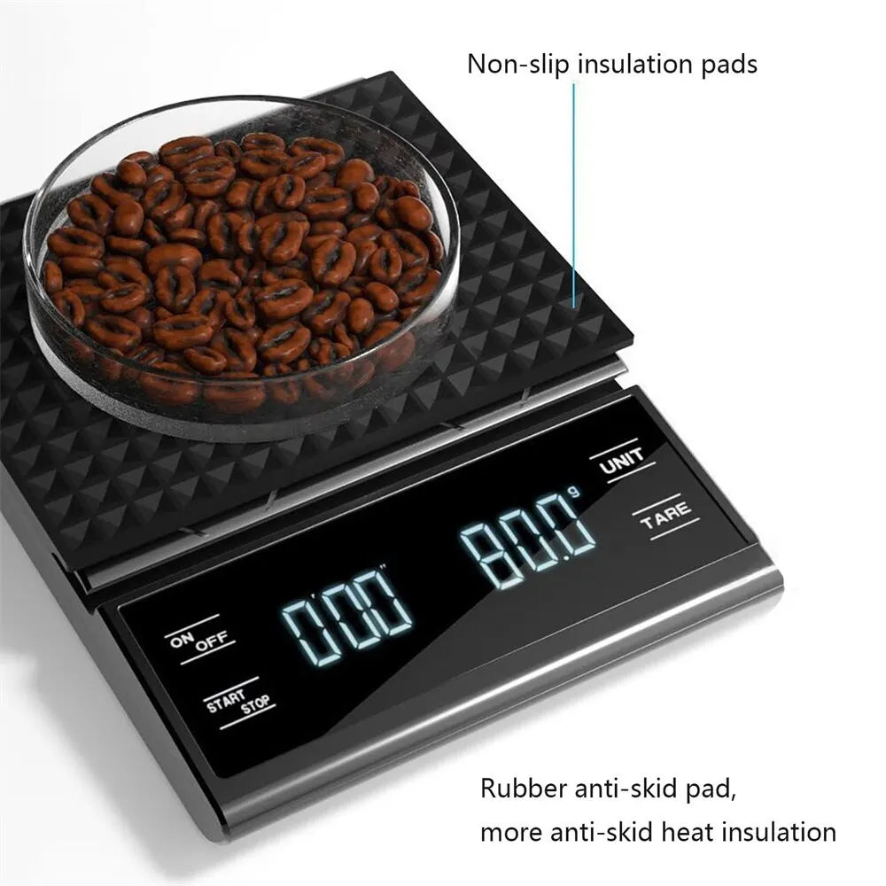 Kitchen Tools Coffee Scale with Timer Digital Multifunction Weighing Scale 3kg/0.1g Pour Over Drip Espresso Scale LCD Display