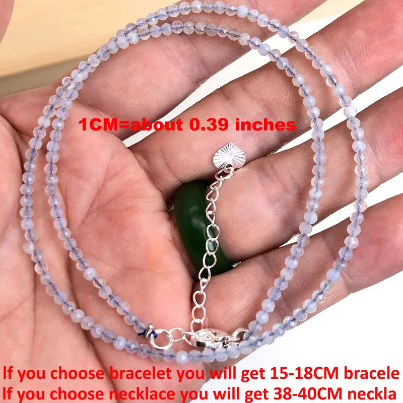 Natural Semi-precious Stone Necklaces for Women and Men Cut Angle 2mm Beads Crystal Necklace Bracelet Gem Zircon Agate Jewelry