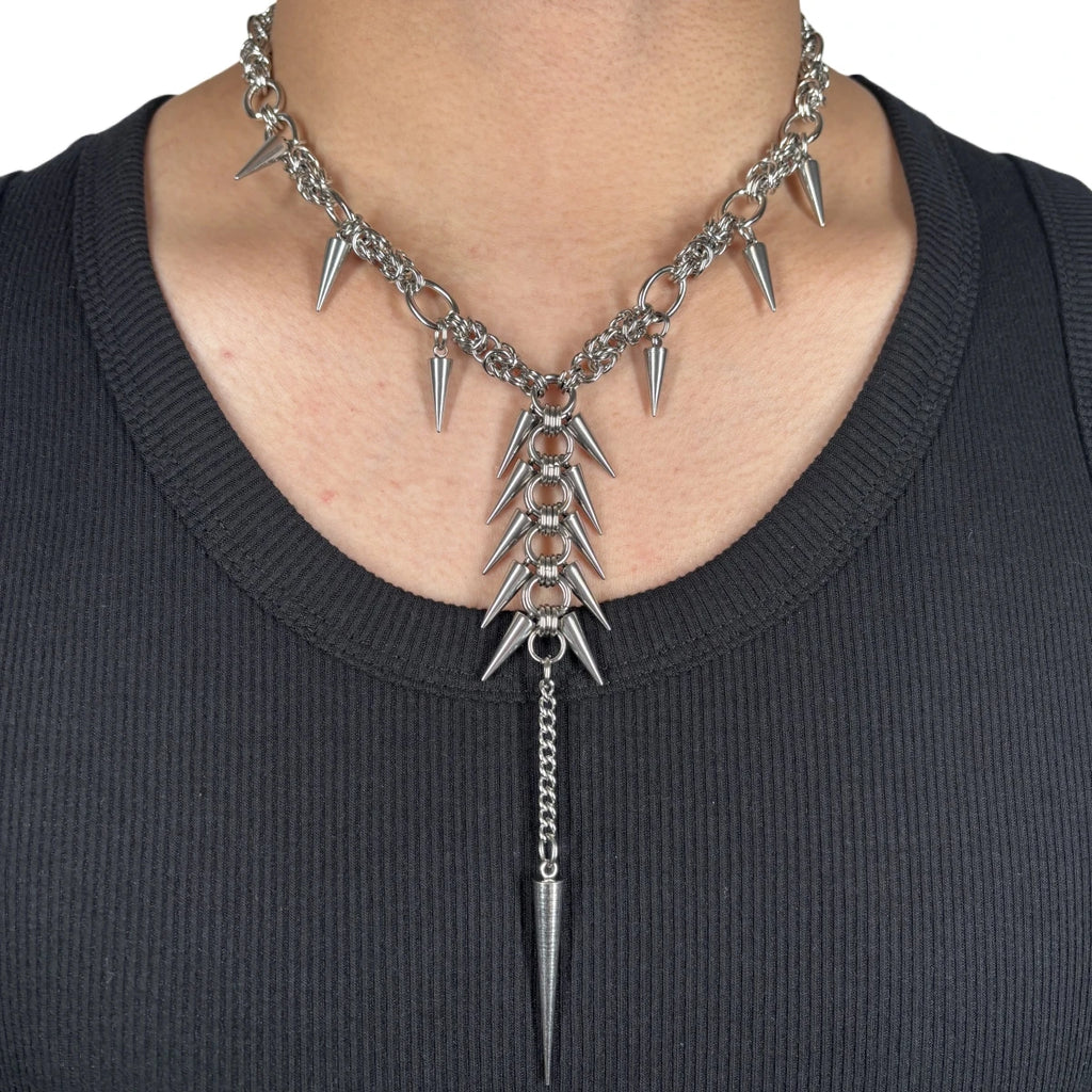 Punk Grunge Rock Rivet Long Pendant Chain Cool Fashion Handmade Geometric Necklace Goth Charm Jewelry Hip Hop Accessories