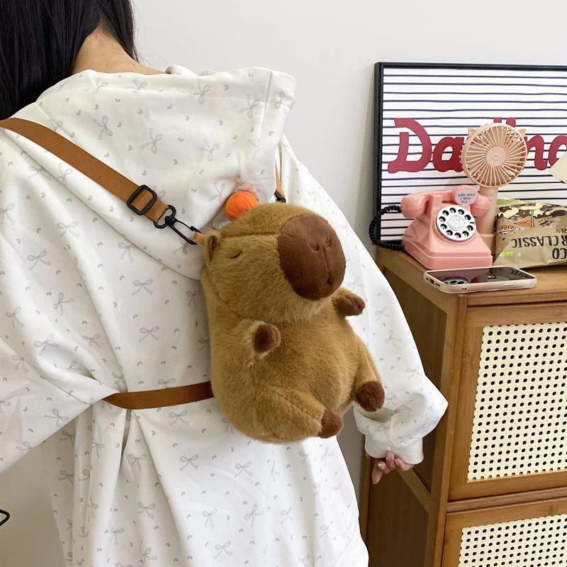 New Capybara Plush Backpack Capybara Crossbody Bag Bag Large Capacity Cute Doll Guinea Pig Doll Boys Girls Birthday Gifts