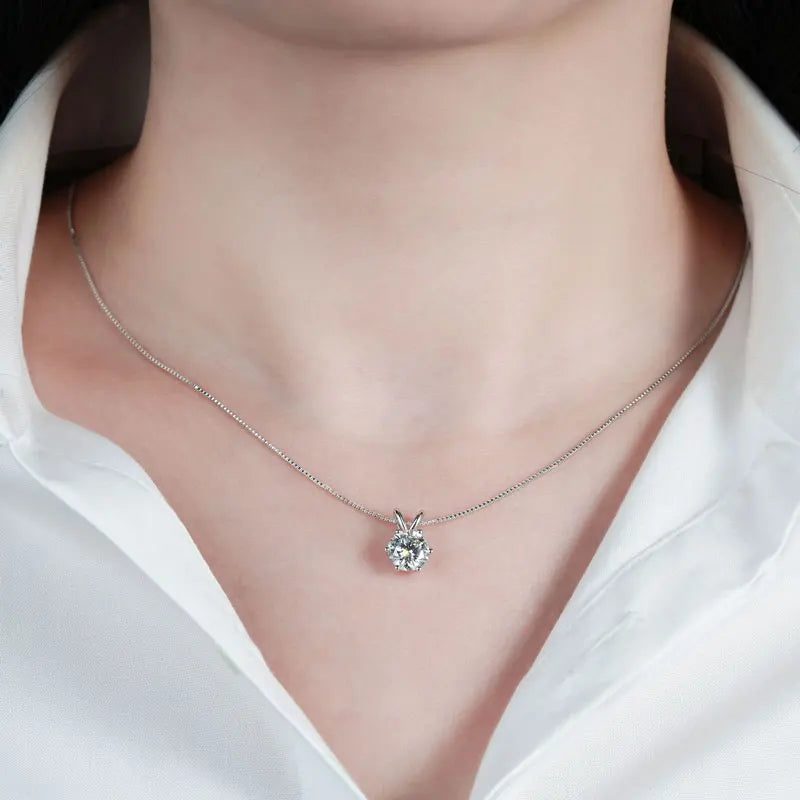 Classic 0.5CT-5CT D Moissanite Pendant Necklace Adjustable Chain 925 Silver for Women with Certificate 2CT 3CT 4CT Lab Diamond