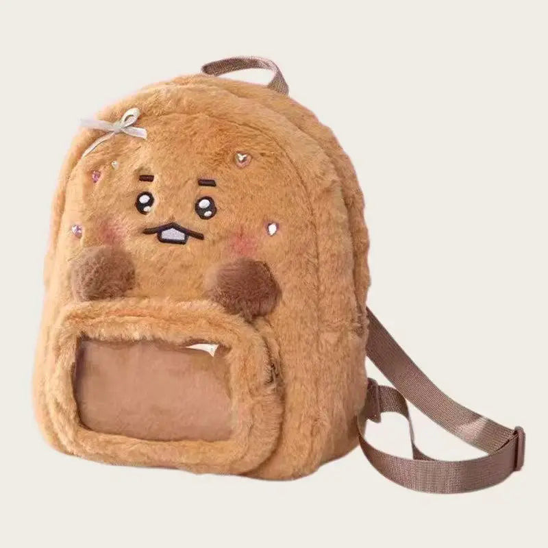 Cute Animal Plush Mini Backpack Soft Cartoon Shoulder Bag Casual Storage Bag Kids Travel School Gift