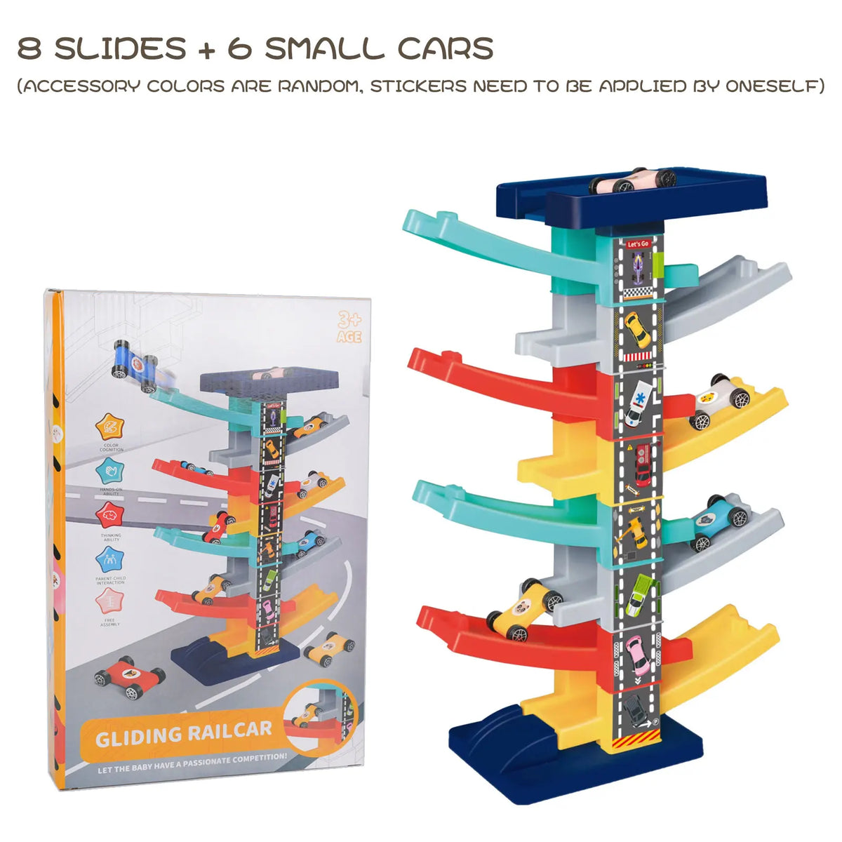 Children'S Gliding Track Car Mini Car Inertia Girl Baby 3-Year-Old Boy Toy Multi Layer Cartoon Puzzle Slide Car