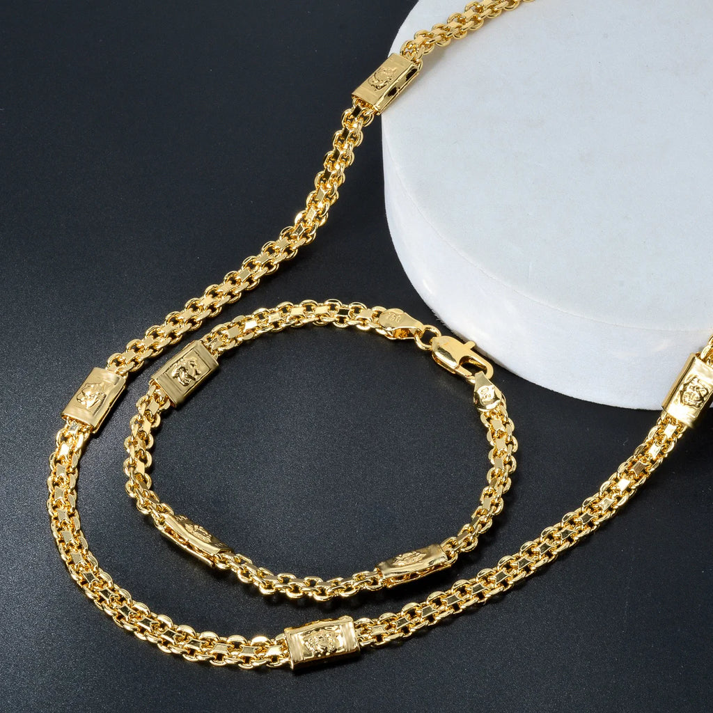 Italian Jewelry Set 18K Gold Plated Latest Design Women Men Copper Long Necklace  Dubai Gift Trendy Party Engagement Jewellery