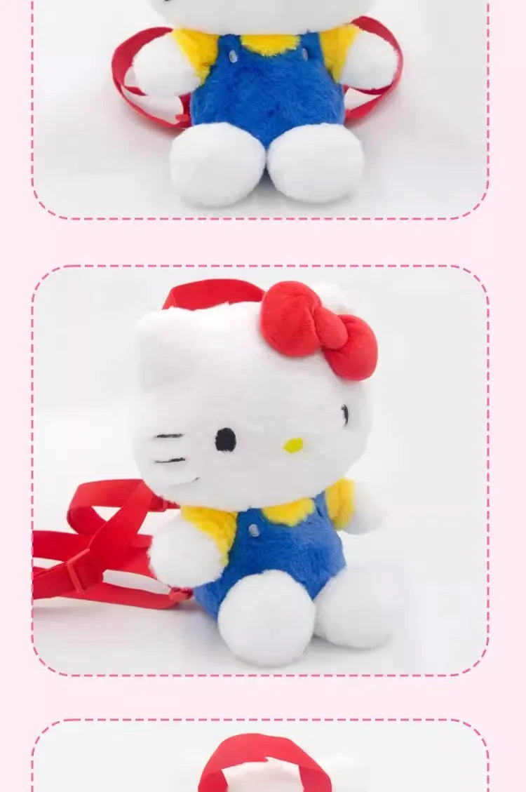 Genuine Anime Sanrio Hello Kitty Plush Backpack Kawaii Stuffed Toy Cartoon Schoolbag Bag for Girls Kids Birthday Gift