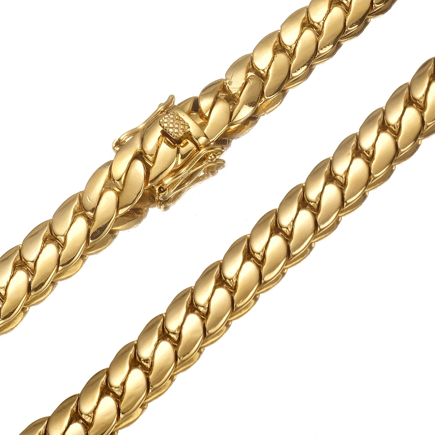 18K Gold Plated Waterproof Stainless Steel Bracelet Necklace Men Hiphop Cuban Whip Chain Necklace 6mm/ 8.8mm/9.6mm 16" 18" 24"