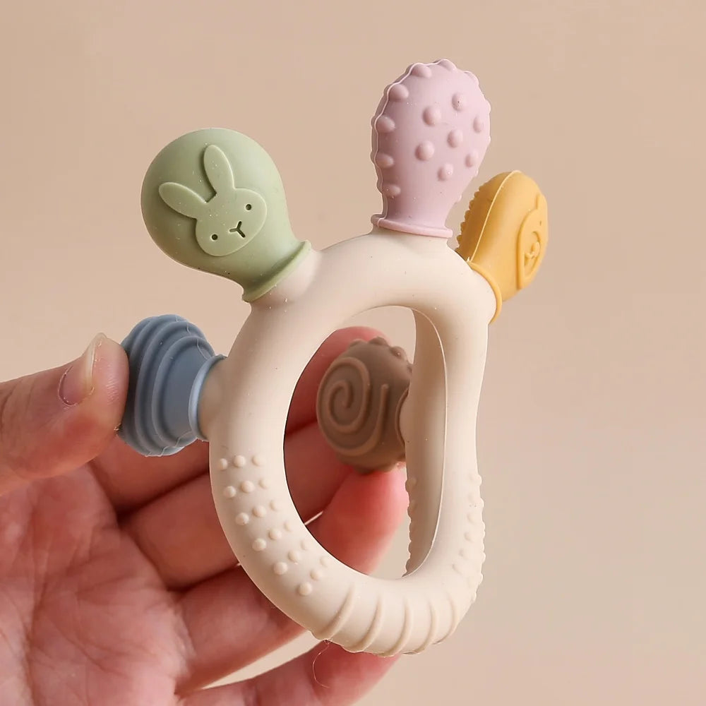 Baby Silicone Teether Anxiety Teething Toys 0 12 Months Toys Food Grade Silicone Ring Bracelet for Baby Soothing Tooth Chew Toys