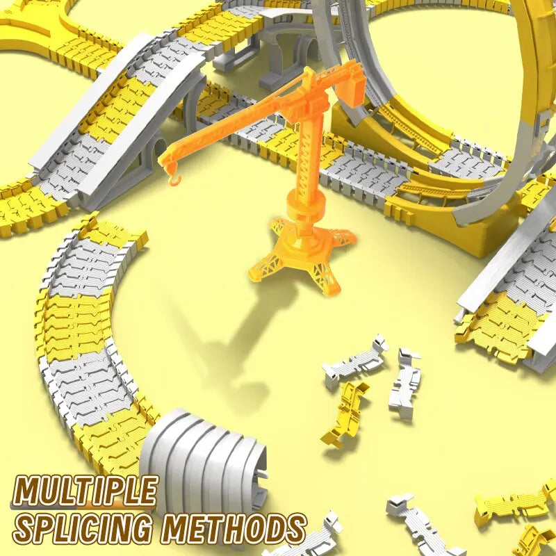 DIY Building Block Track Splicing Puzzle Toy, Electric Track Toy Engineering Minin Car Set Puzzle Kids Toys Track Car Train Toys