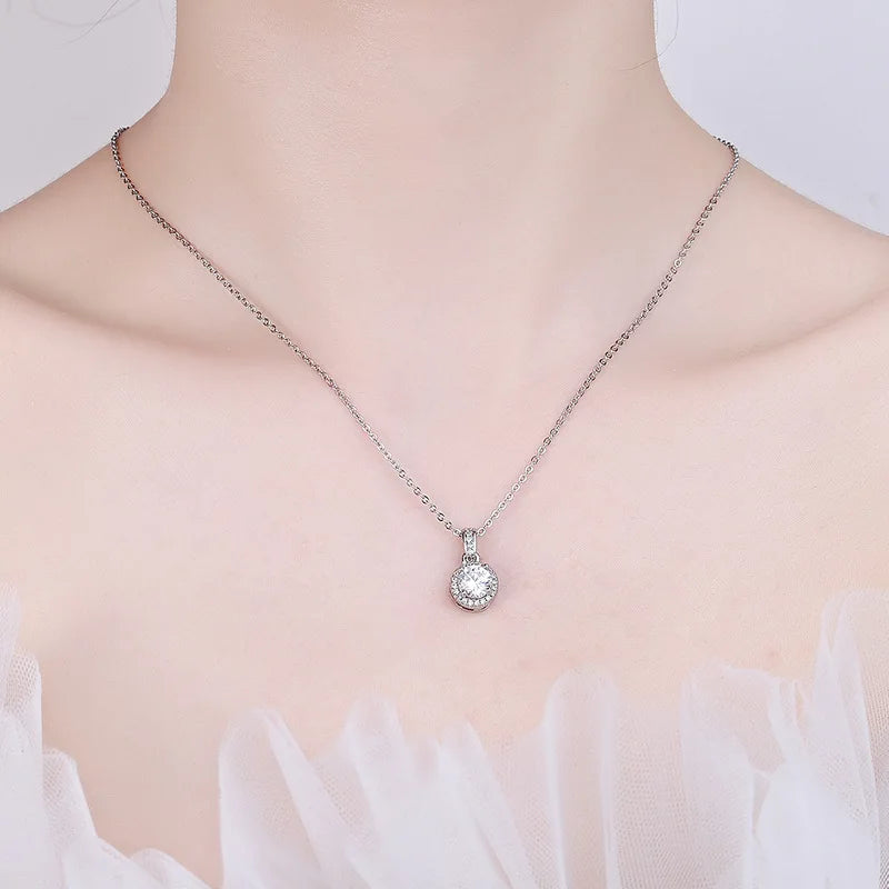 Fashion Luxury Trendy Classic 1ct GRA Moissanite Irregular Sqaure Necklace For Charm Women 925 Silver Party Jewelry Gift