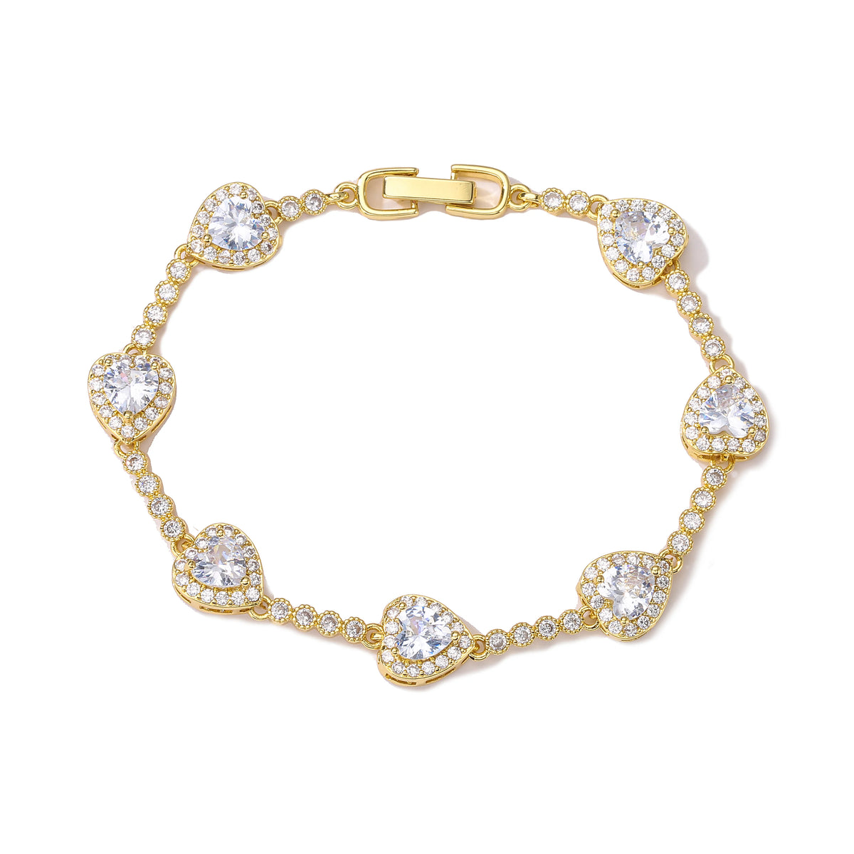 HECHENG, CZ Heart Tennis Link Chain Bracelet Necklace For Women Birthday Gifts Iced Out Bling CZ Paved Love Heart Sweet Bracelet