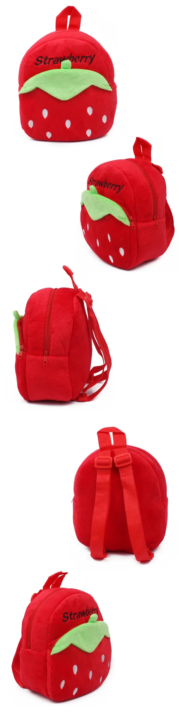 Cute Strawberry Plush Backpack Cartoon Animal Mini School Bags Candy Bag for Kids Baby Girl Boy Gift 1-3 Years