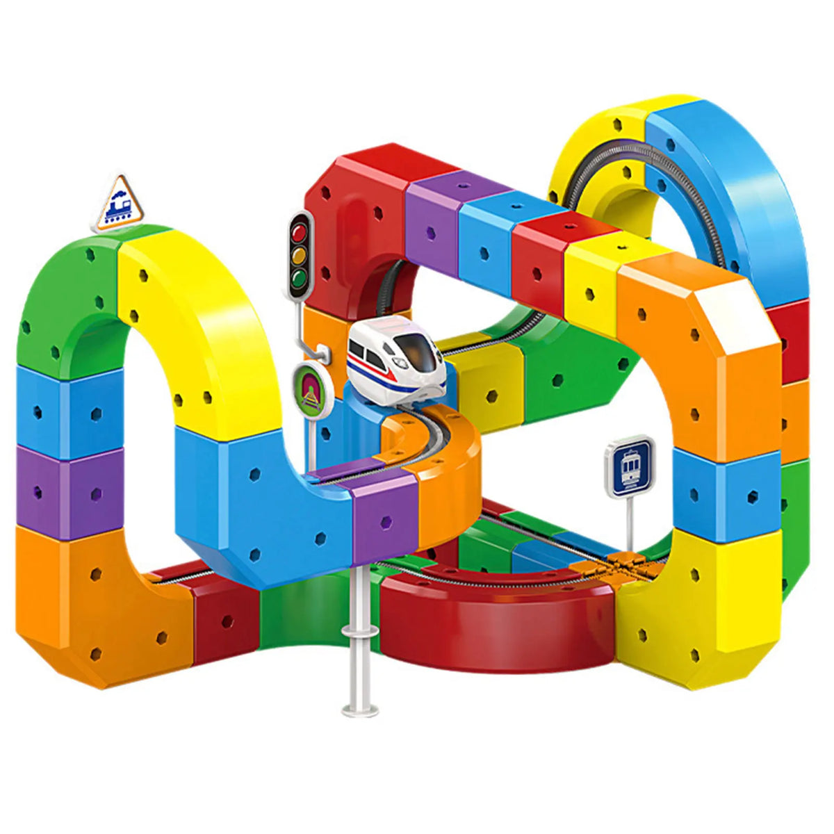 Electric Trains Set Flexible Race Track for Kids 123pcs Car Track for Toddlers 3-5 Building Toy STEM Learning Kit