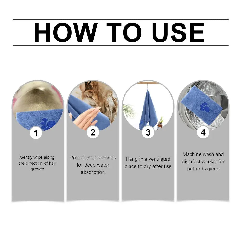  Quick-Drying Microfiber Pet Towel Absorbent Pet Bath Towel Embroidered Super Soft Towel For Cat Dogs Grooming Supplies