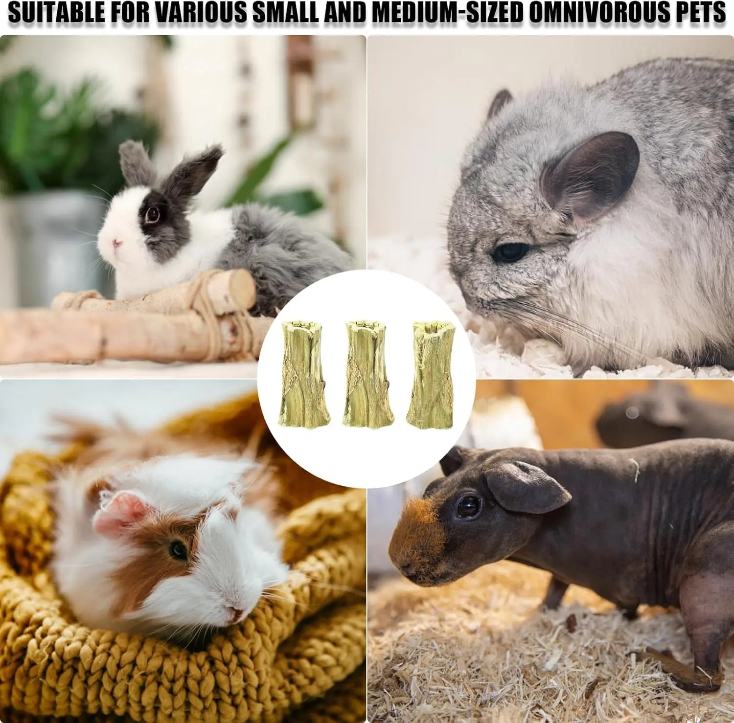 Natural Bunny Chew Toys,Organic Papaya Wood Chew Sticks Hamster Chew Toy for Teeth Hamster Guinea Pig Rat Gerbils