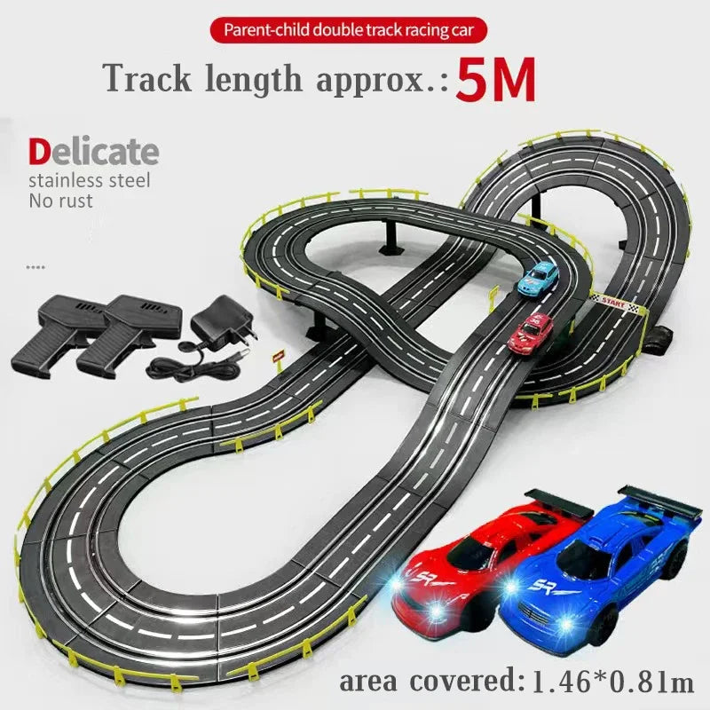 Electric Slot Track Set,1:43 Scale Dual Control Racing Car Toy, Large Double Player Racing Track Vehicle Gift for Boys Ages 8-10