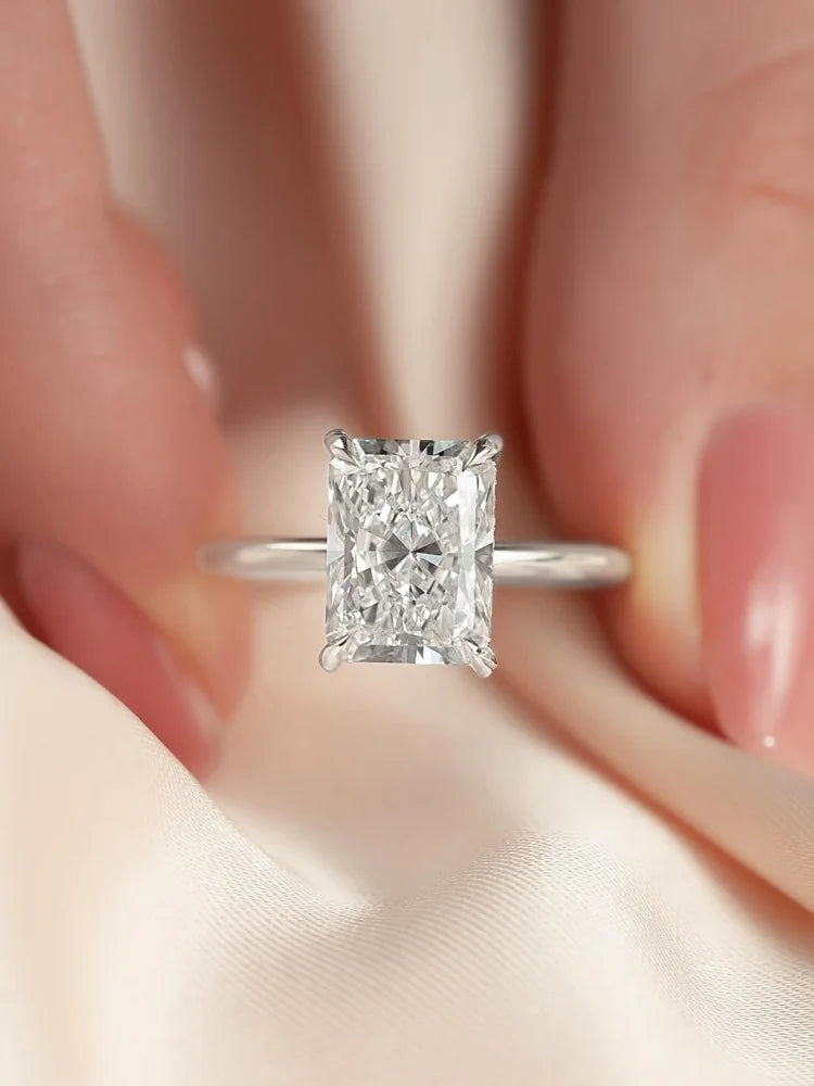 925 Sterling Silve Gorgeous Shiny 1-5CT Zircon Rectangle Ring For Women Engagement Wedding Luxury High Quality Fine Jewelry
