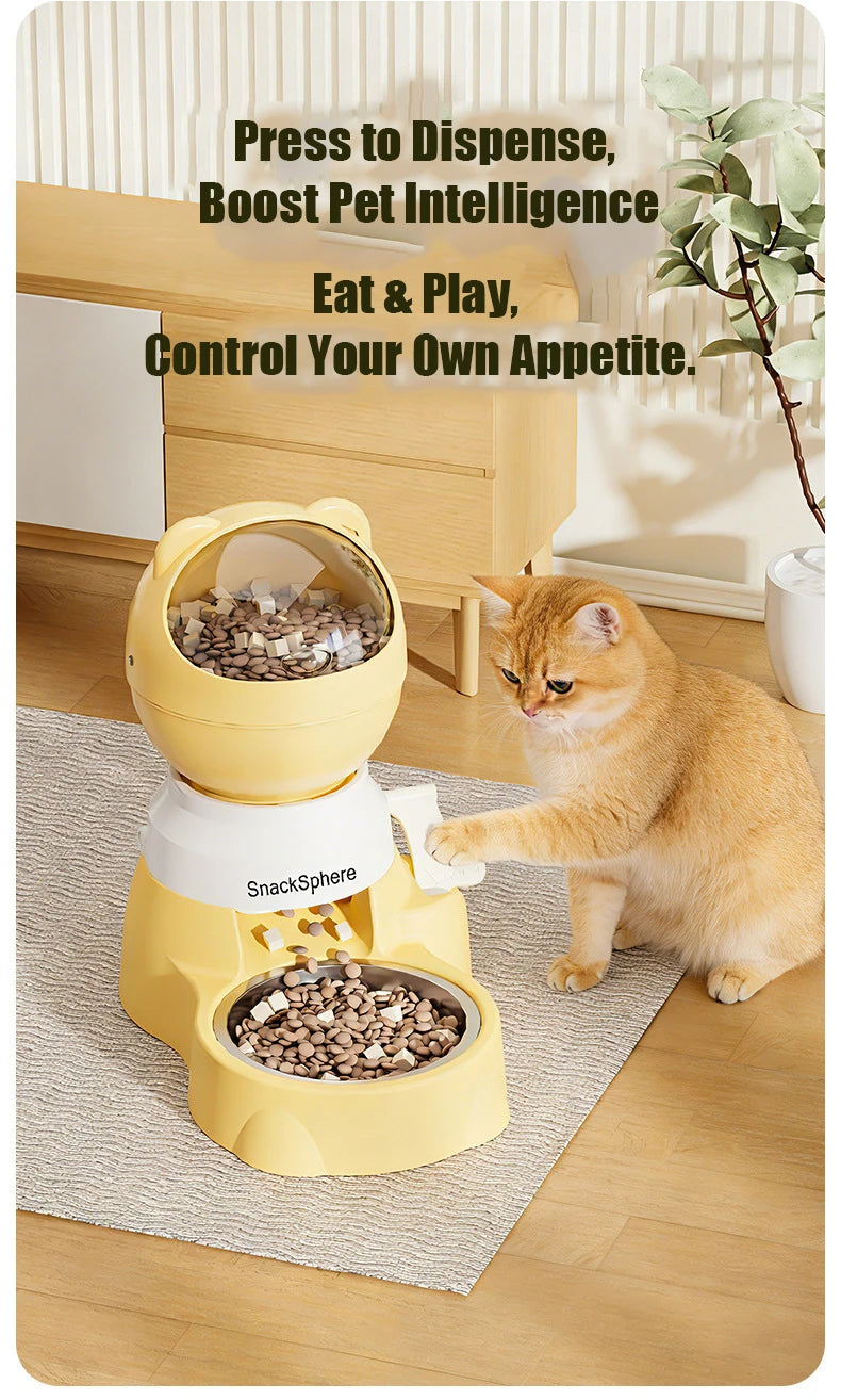 Push-Button Automatic Pet Feeder - Large Capacity Anti-Spill Food Dispenser for Cats & Dogs