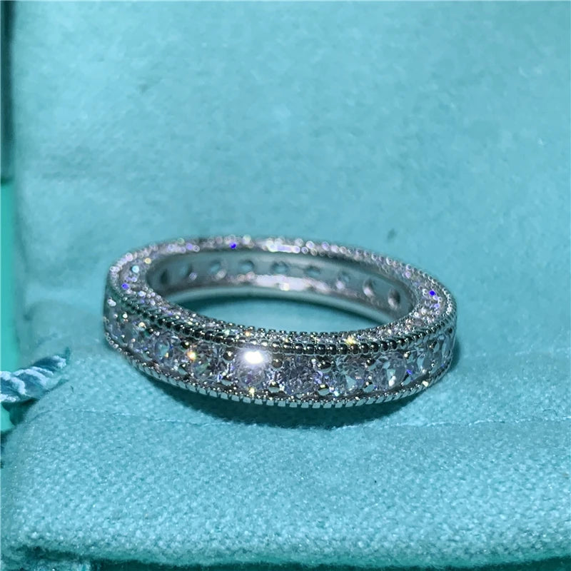infinity ring S925 Sterling Silver Micro pave Moissanite Engagement Wedding Band Rings for women Party Jewelry