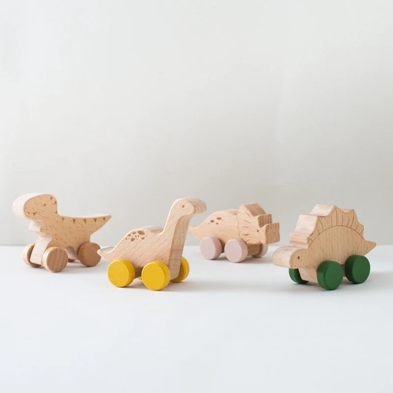 Wooden Montessori Toys Animal Block Dragging Stars Moon Surround Train  Hand Coordination Stacking Toy Handmade Decoration Gifts