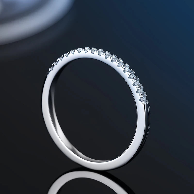 925 Sterling Silver Female Single Tail Ring100% Pass Diamond Tester Pen Moissanite Ring Matching Wedding Diamond Band for Women