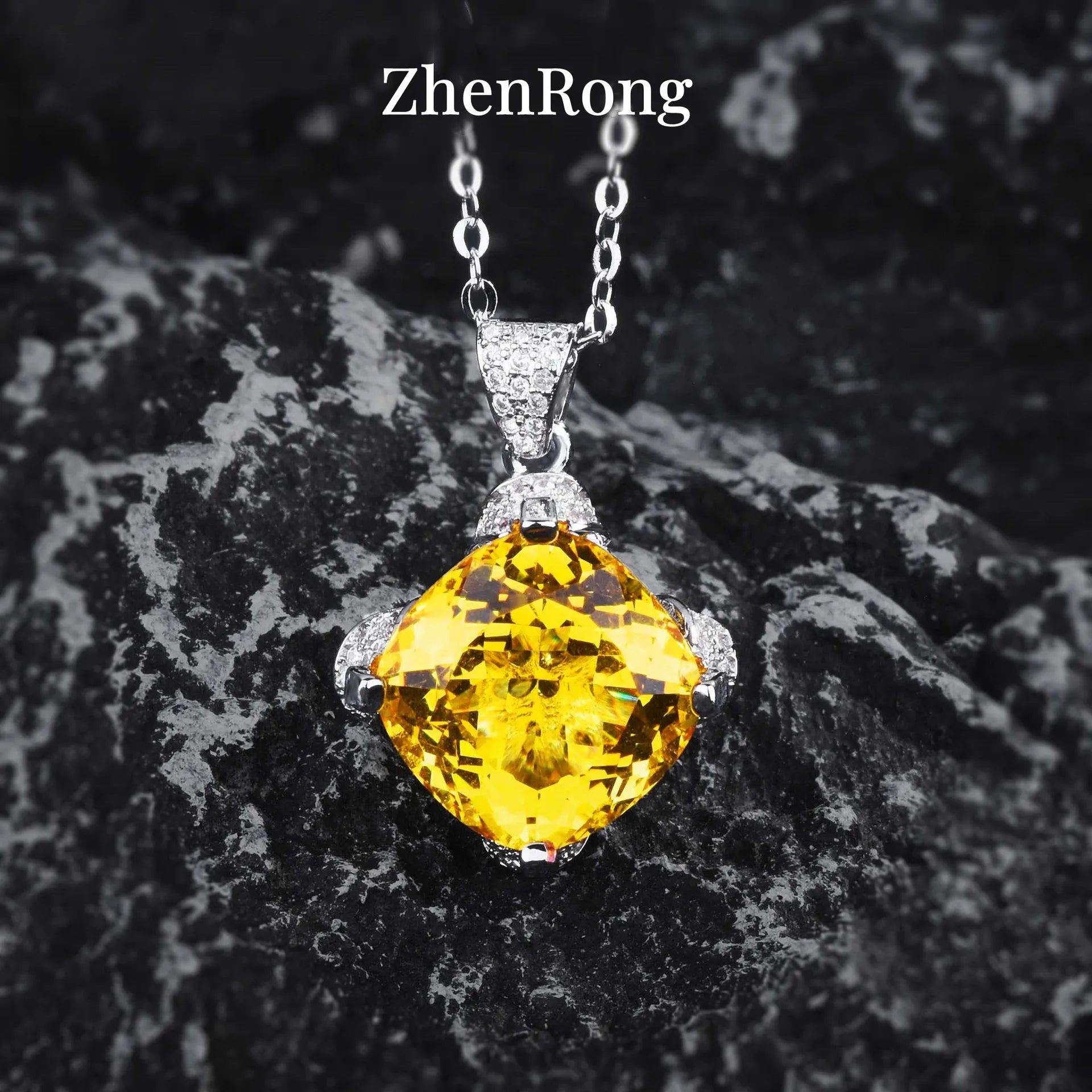 New Women Luxury Simple Bridal Wedding Jewelry Sets 15 Carat Artificial Blue Green Moissanite Pendant Necklaces Earrings Rings
