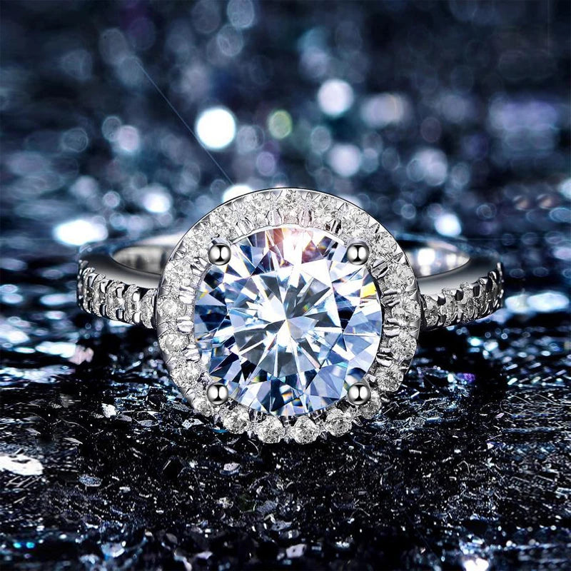 Men And Women's Moissanite Wedding Ring D VVS1 Adjustable Size S925 Silver GRA Certificate Wedding Ring