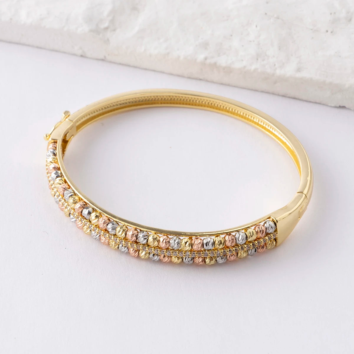 LUIZADA Copper Metal Beads Cross Bangle for Women Fashion Jewelry Delicate Multicolor Exquisite Holiday Gift