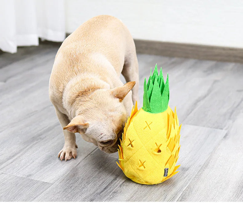 Pineapple Sniffing Pet Toy, Food-Hiding Educational Plush Dog Toy, Sound-Making, Teeth-Grinding, Boredom-Relieving Pet Supplies