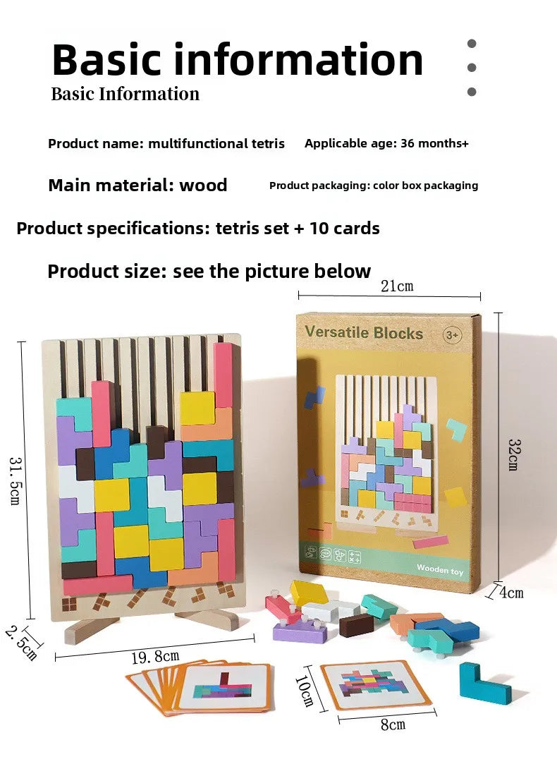 3D Wooden Puzzle, Building Blocks, Puzzle Game, Baby Logic Training Puzzle Toys, Parent-Child Interactive Games