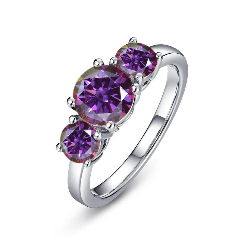 JoyceJelly S925 Sterling Silver Colors Moissanite Ring 2CT 4CT Total Full Moissanite Diamond Jewelry For Wedding Engagement Gift