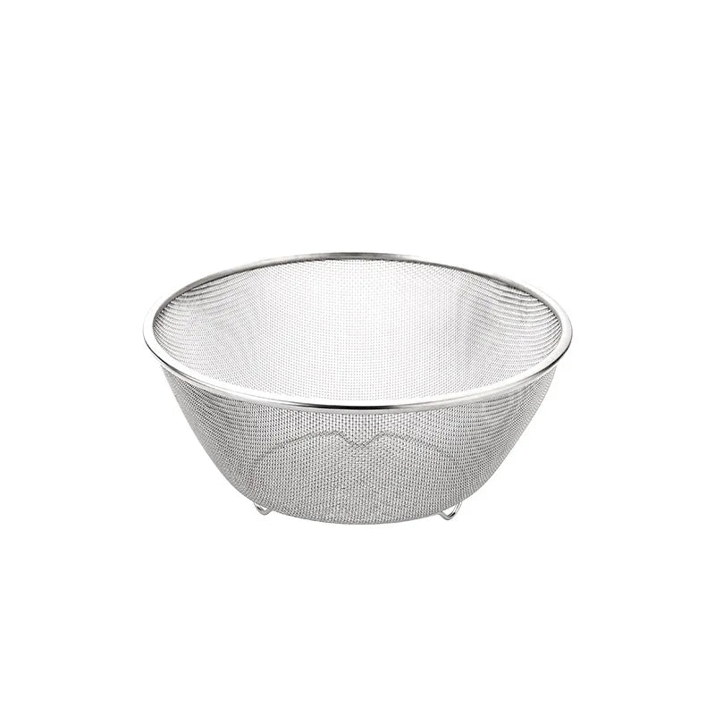 Stainless Steel Mesh Sieve Draining Basket Household Kitchen for Washing Rice Vegetables Fruits Multi Function Easy Clean